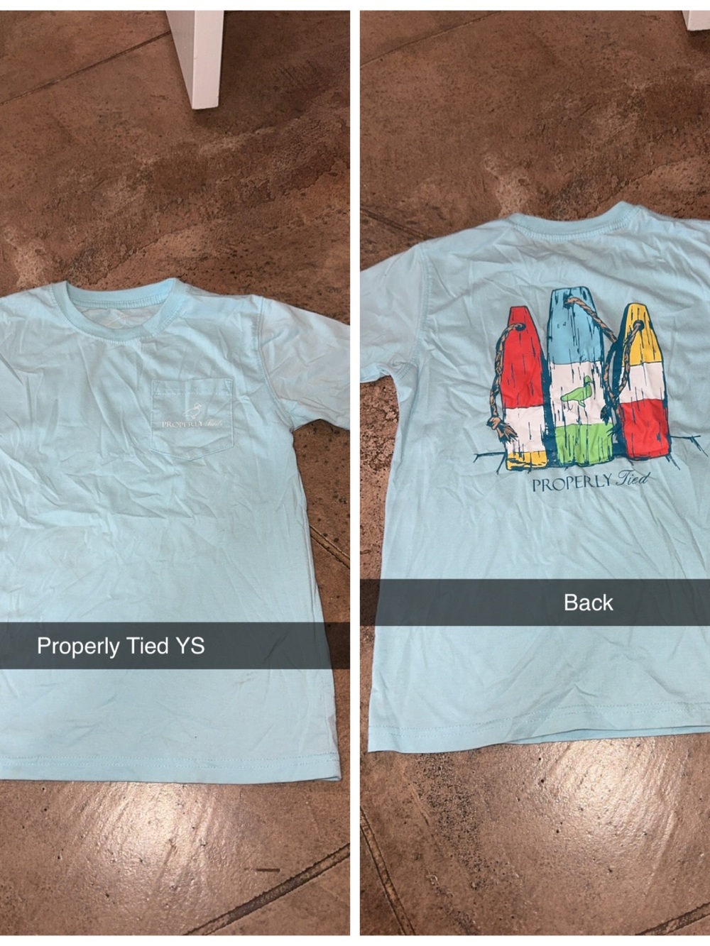 Properly Tied Light Blue Kids Surfboard Pocket Tee